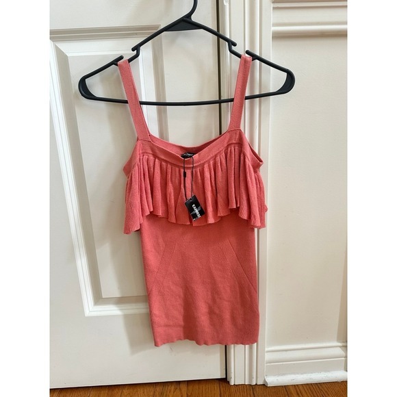 New WOMEN'S Express ruffle sweater tank coral orange size Small  retail $50 - Picture 1 of 5